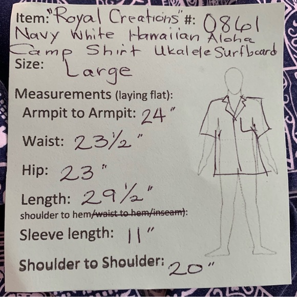 🌴 “Royal Creations” Hawaiian Aloha Camp Shirt size L - Picture 11 of 12